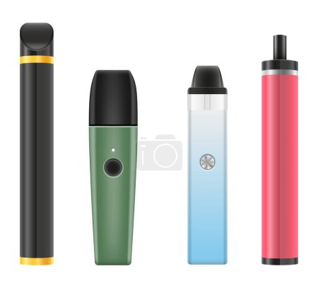 Illustration for Electronic cigarette device smoke vaporizer vector illustration isolated on white background - Royalty Free Image
