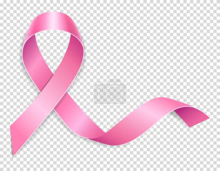 Téléchargez les illustrations : Ruban rose symbole du cancer du sein illustration vectorielle isolé sur fond - en licence libre de droit