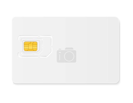 Téléchargez les illustrations : Puce de carte SIM pour une utilisation dans les téléphones de communication numérique illustration vectorielle de stock isolé sur fond blanc - en licence libre de droit