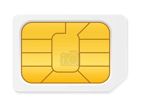 Téléchargez les illustrations : Puce de carte SIM pour une utilisation dans les téléphones de communication numérique illustration vectorielle de stock isolé sur fond blanc - en licence libre de droit