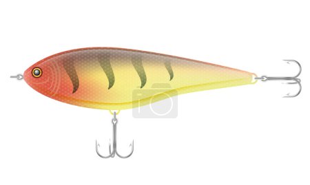 Ilustración de Wobbler plástico de color con un triple gancho para la captura de peces vector ilustración aislada sobre fondo blanco - Imagen libre de derechos