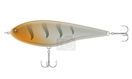 Illustration for Colored plastic wobbler with a triple hook for catching fish vector illustration isolated on white background - Royalty Free Image