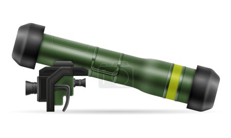 Téléchargez les illustrations : Illustration vectorielle de système de missile portable à main isolé sur fond blanc - en licence libre de droit