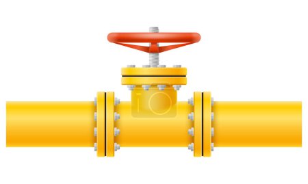 Téléchargez les illustrations : Tuyaux métalliques jaunes pour l'illustration vectorielle de gazoduc isolé sur fond blanc - en licence libre de droit