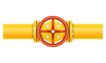 Illustration for Yellow metal pipes for gas pipeline vector illustration isolated on white background - Royalty Free Image