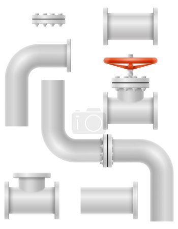 metal pipes for plumbing vector illustration isolated on white background