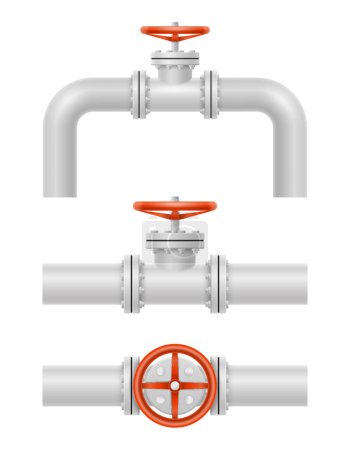 Illustration for Metal pipes for plumbing vector illustration isolated on white background - Royalty Free Image