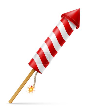 Illustration for Rocket salute for celebration holiday vector illustration isolated on white background - Royalty Free Image