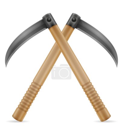 Illustration for Kama ninja weapon japanese warrior assassin vector illustration isolated on white background - Royalty Free Image