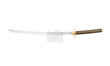 Ilustración de Espada katana arma ninja guerrero japonés asesino vector ilustración aislado sobre fondo blanco - Imagen libre de derechos