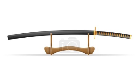 Illustration for Katana sword ninja weapon japanese warrior assassin vector illustration isolated on white background - Royalty Free Image