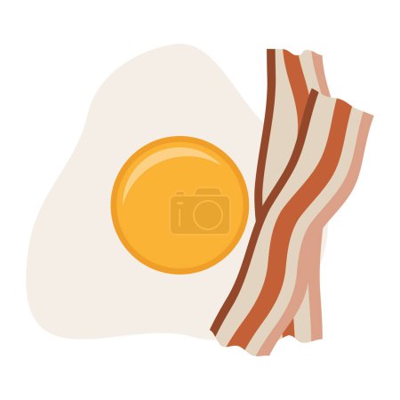 Illustration for Fried egg with bacon food flat icon vector illustration isolated on white background - Royalty Free Image