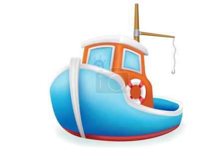 Illustration for Fishing boat schooner longboat for industrial fishing vector illustration isolated on white background - Royalty Free Image