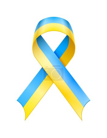 Téléchargez les illustrations : Ruban ukrainien de couleur jaune bleu selon la couleur du drapeau de l'illustration vectorielle ukraine isolé sur fond blanc - en licence libre de droit