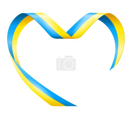 Illustration for Ukrainian ribbon in yellow blue colors according to the color of the flag of ukraine vector illustration isolated on white background - Royalty Free Image