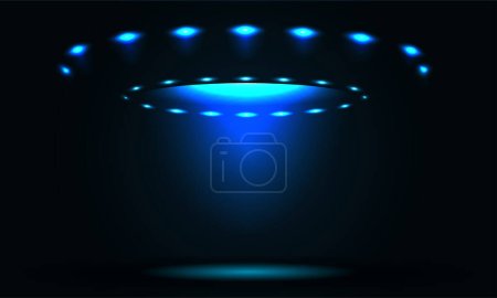Illustration for Ufo space flying saucer alien ship luminous vector illustration isolated on white background - Royalty Free Image