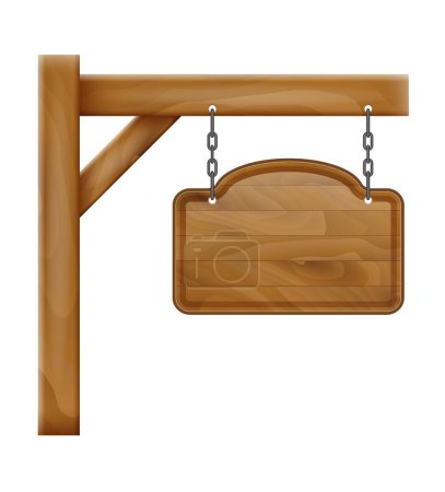Ilustración de Colgando vintage madera signo stock vector ilustración aislado sobre fondo blanco - Imagen libre de derechos