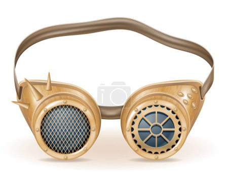 Illustration for Retro steampunk style glasses vector illustration isolated on white background - Royalty Free Image