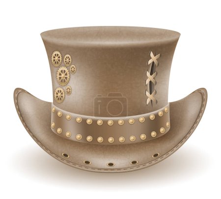 Illustration for Retro steampunk style hat vector illustration isolated on white background - Royalty Free Image