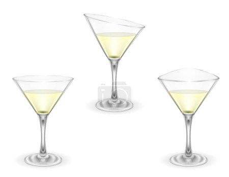 Téléchargez les illustrations : Cocktail martini boisson alcoolisée verre vecteur illustration isolé sur fond blanc - en licence libre de droit