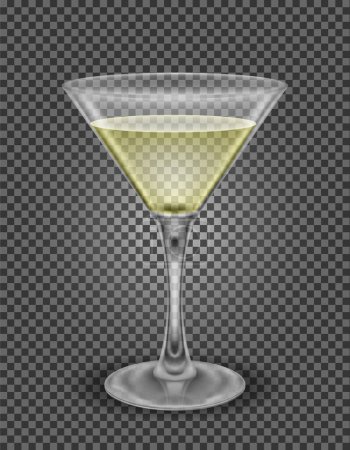 Téléchargez les illustrations : Cocktail martini boisson alcoolisée verre vecteur illustration isolé sur fond blanc - en licence libre de droit