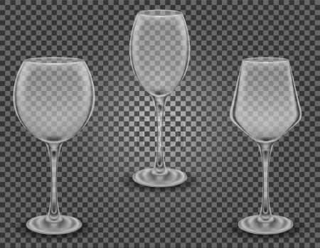 Illustration for Transparent glass for wine and low alcohol drinks vector illustration isolated on background - Royalty Free Image