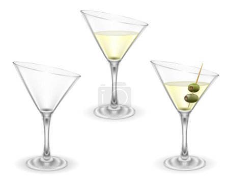 Illustration for Martini cocktail alcoholic drink glass vector illustration isolated on white background - Royalty Free Image