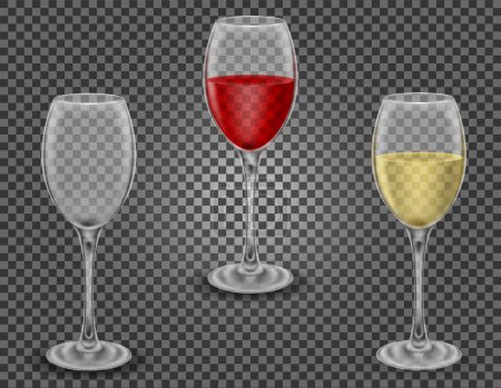 Illustration for Transparent glass for wine and low alcohol drinks vector illustration isolated on background - Royalty Free Image