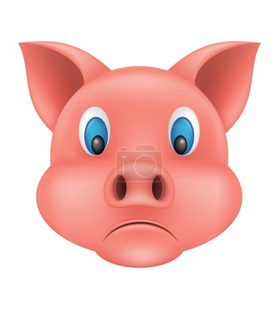 Téléchargez les illustrations : Cochon museau emoji autocollant vecteur illustration isolé sur fond blanc - en licence libre de droit