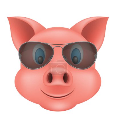 Téléchargez les illustrations : Cochon museau emoji autocollant vecteur illustration isolé sur fond blanc - en licence libre de droit