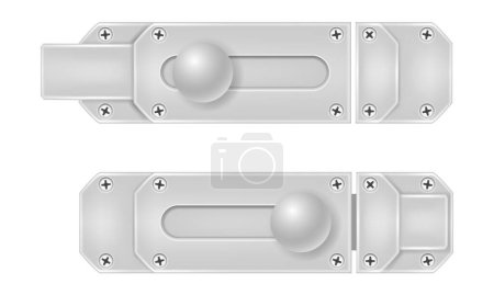 Téléchargez les illustrations : Loquet métallique pour fermer les portes illustration vectorielle isolé sur fond blanc - en licence libre de droit