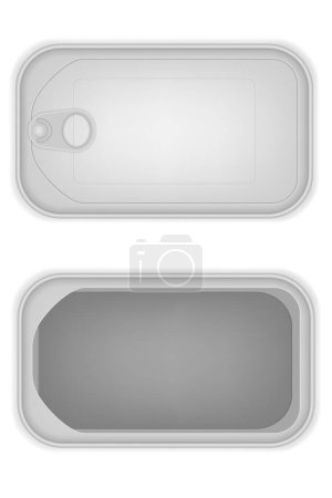 Ilustración de Tarro rectangular de metal para productos ilustración vectorial aislado sobre fondo blanco - Imagen libre de derechos
