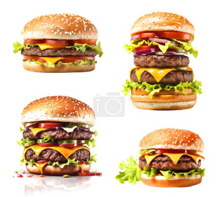 Illustration for Hamburger street fast food for a snack vector illustration isolated on white background - Royalty Free Image