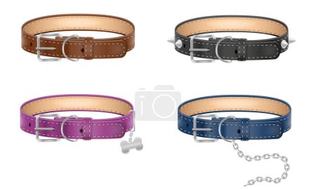 Illustration for Dog leather collar vector illustration isolated on white background - Royalty Free Image