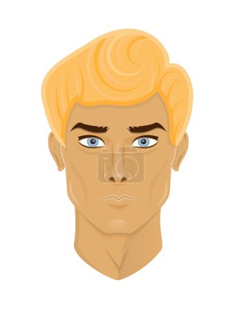 Téléchargez les illustrations : Visage jeune homme avec différentes coiffures illustration vectorielle isolé sur fond blanc - en licence libre de droit