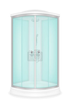 Illustration for Shower cabin with glass doors vector illustration isolated on white background - Royalty Free Image