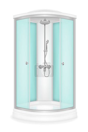 Illustration for Shower cabin with glass doors vector illustration isolated on white background - Royalty Free Image