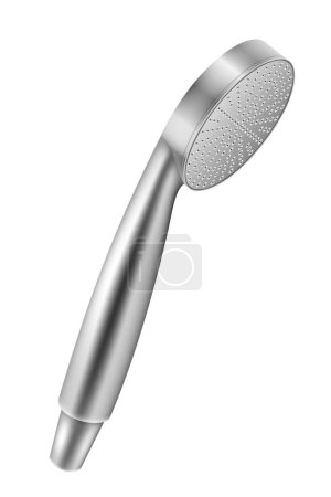 Illustration for Metal chrome shower head for bathroom vector illustration isolated on white background - Royalty Free Image