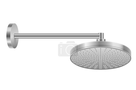 cabeza de ducha cromada de metal para ilustración vectorial baño aislado sobre fondo blanco