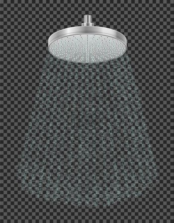 Illustration for Metal chrome shower head for bathroom vector illustration isolated on transparent background - Royalty Free Image