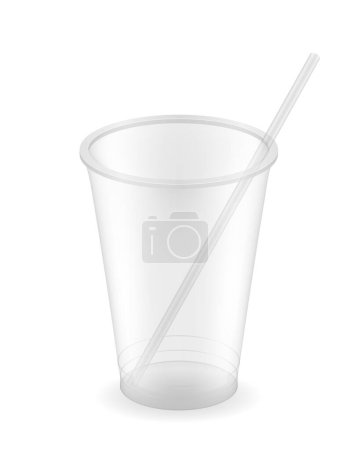 Téléchargez les illustrations : Illustration vectorielle transparente en plastique jetable tasse isolé sur fond blanc - en licence libre de droit