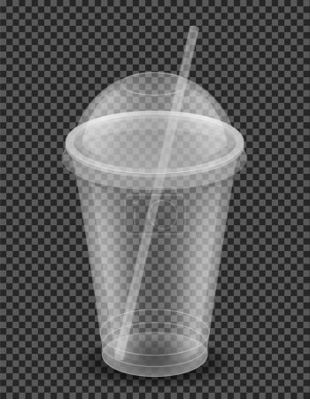 Illustration for Transparent clear disposable plastic cup vector illustration isolated on white background - Royalty Free Image