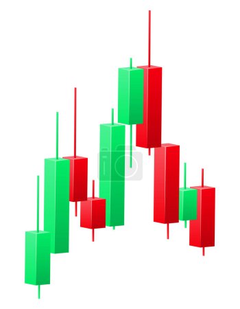 Illustration for Stock trading japanese candlesticks trading chart vector illustration isolated on white background - Royalty Free Image