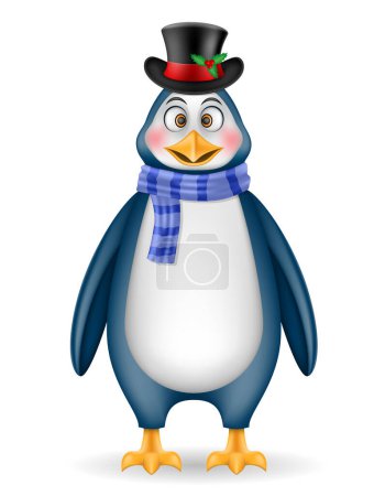 Ilustración de Navidad pingüino nuevo año vacaciones símbolo vector ilustración aislado sobre fondo blanco - Imagen libre de derechos