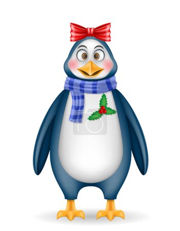 Illustration for Christmas penguin new year holiday symbol vector illustration isolated on white background - Royalty Free Image