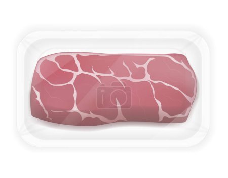 Téléchargez les illustrations : Morceau de viande cru coupé en steaks illustration vectorielle isolé sur fond blanc - en licence libre de droit
