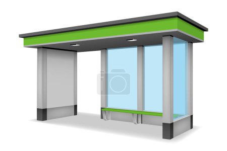 Ilustración de Moderno autobús urbano parada vector ilustración aislado sobre fondo blanco - Imagen libre de derechos
