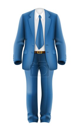 Téléchargez les illustrations : Hommes affaires costume veste pantalon chemise et cravate vecteur illustration isolé sur fond blanc - en licence libre de droit