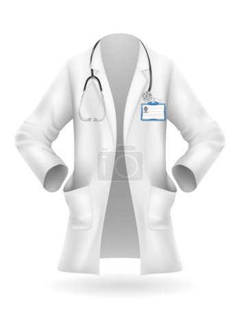 Illustration for Doctor uniform robe work clothes vector illustration isolated on white background - Royalty Free Image