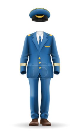 Illustration for Pilot uniform suit work clothes vector illustration isolated on white background - Royalty Free Image